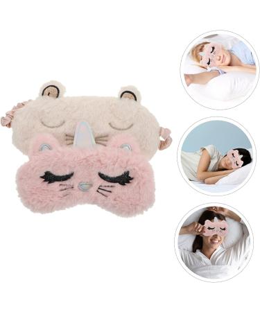Healeved 2pcs Cat Eye Mask Set - Satin Sleep Eye Blindfolds for Nap, Cartoon Design, Polyester Material - White - Buy Online on GoSupps.com