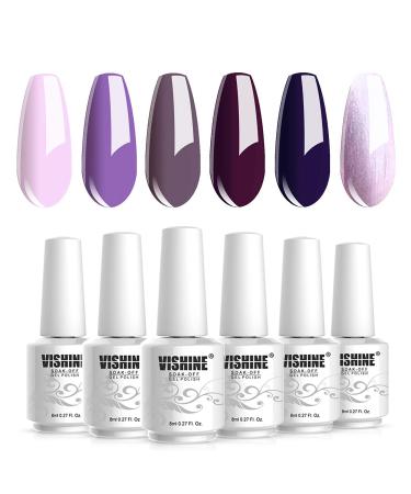 Vishine Gel Nail Polish Kit - 6 Colors Purple Series | Violet Lilac & Grape Nail Gel for DIY Home Manicure - Buy Online on GoSupps.com