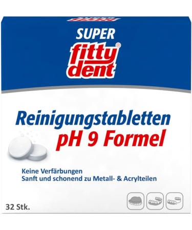 Buy 4 x Fittydent Cleaning Tablets (32 pcs) - PH9 Care Formula for Discoloration Prevention | International Shipping Available - Buy Online on GoSupps.com