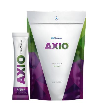 AXIO Regular Energy Drink Powder Dragonfruit - 30 Drink Mix Packets Instant Energy Powder Energy Supplement in a Drink Mix w/B Vitamins DMAE L-Theanine Quercetin Green Tea & Pine Bark Extract Dragon Fruit