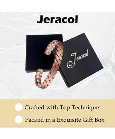 Jeracol Copper Magnetic Bracelet for Women & Men - Adjustable Size Cuff Bangle with 3500 Gauss Magnets - Solid Copper, Weave Design - Gift Box Included - Buy Online on GoSupps.com