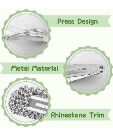 2Pcs Rhinestone Snap Hair Clips - Shining Silver Metal Clips for Women - Buy Online on GoSupps.com