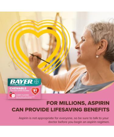 Buy Bayer Aspirin Low Dose 81 mg Chewable Tablets - Cherry Flavor Pain Reliever 216 Tablets (6 Pack) - International Shipping Available - Buy Online on GoSupps.com