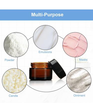 Jinsion 10 Pack Amber Cream Containers - 20ml Glass Ointment Jars with Lids for Cosmetics Lotions Powders & Mini Candles - Ideal for Travel & DIY Projects - Buy Online on GoSupps.com
