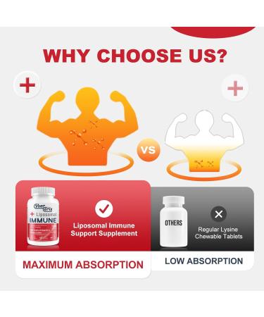Advanced Liposomal Immune Supplement - 1 500mg L-Lysine Vitamins & Herbal Extracts for Daily Wellness - 120 Capsules - Buy Online on GoSupps.com