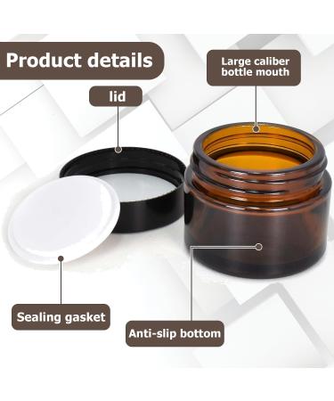 Homury 9-Piece Braunglas Cosmetic Containers Set | 50ml Refillable Cream Jars with Black Lids & Liners | Versatile Ointment Pots + 12 Labels for Creams & Lotions - Buy Online on GoSupps.com