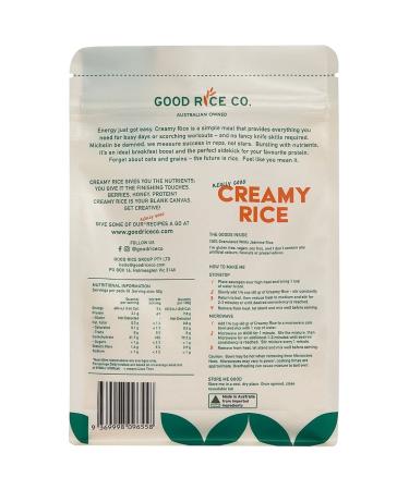 Good Rice Co. Creamy Rice - 100% Natural Hot Rice Cereal - Unflavoured - 14.1oz - Buy Online on GoSupps.com