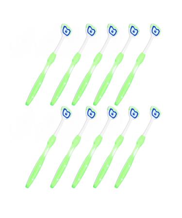 Tongue Scraper 10 Pack Silicone Tongue Cleaner Fresher Tongue Tools Bad Breath Removal (Green)