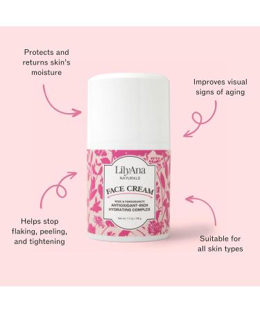 LilyAna Naturals Face and Neck Moisturizer - Skin Care for Dry Skin - Dark Spot Brightening Cream with Rose & Pomegranate Extracts - 1.7oz - Buy Online on GoSupps.com