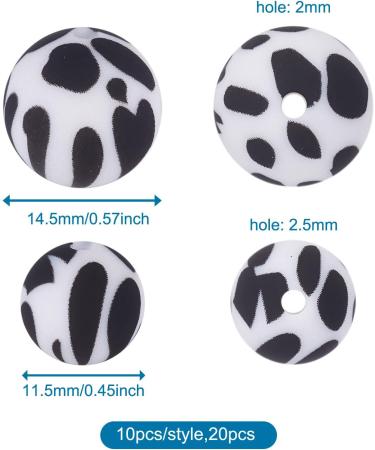 Fashewelry Milk Cow Print Silicone Beads - Set of 20 | 2 Sizes | Personalized Teething & Chewing Beads for DIY Bracelet Making - Buy Online on GoSupps.com
