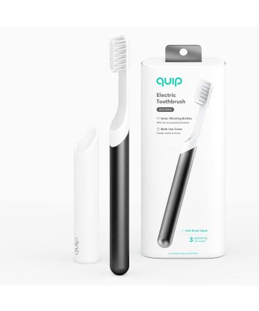 Quip Adult Electric Toothbrush - Sonic Toothbrush with Travel Cover & Mirror Mount, Soft Bristles, Timer, and Metal Handle - Slate