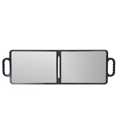 Large Folding Mirror with Double Handle - Rectangular Folded Handheld Mirror with Handles - Haircut Mirror - Salon Mirror Folding Double Rectangle Black