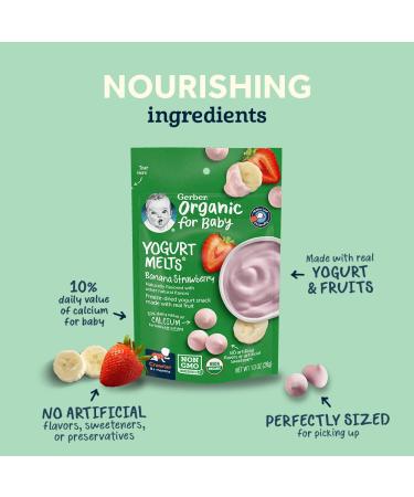 Gerber Organic Yogurt Melts Banana & Strawberry Snacks - 7 Pack, 1 Ounce Each - Red Berries - Buy Online on GoSupps.com