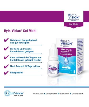 Hylo-Vision Gel Multi Eye Drops - Intensive Moisture & Long-Lasting Relief for Dry Irritated Eyes - 2x10ml - Ideal for Contact Lens Wearers - Buy Online on GoSupps.com