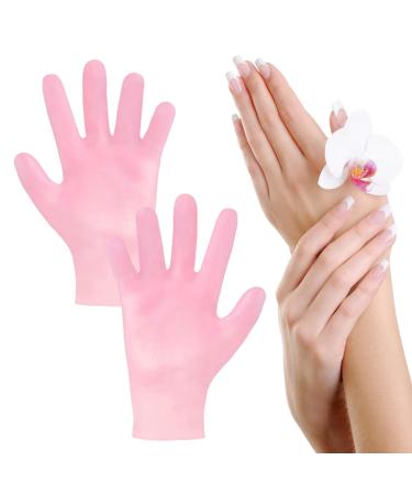 Moisturizing Silicone Gloves Reusable Gel Spa Hydrating Gloves Aloe Lotion Gloves for Repairing Dry Cracked Aging Hands Women's Pedicure Hand Moisturizer Gloves Overnight (1Pair Pink)
