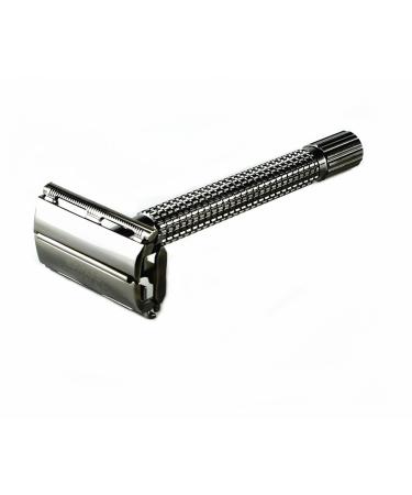 Edward London & Co Pearl Black Heavy Long Handle Double Edge Butterfly Open Safety Razor