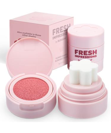 Blossom Fresh Impressions Hyper Pigmented Buildable Blendable Cushion Cream Blush Face Tint Cheek Stamp with Velvet Matte Finish & Flower Shaped Applicator  0.17oz/5g  Dusty Rose