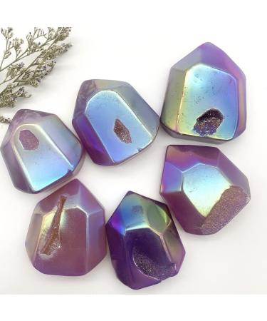 Gems for Decoration Natural Aura Electroplating Geode Agate Point Cluster Raw Quartz Polished Decoraction Decor s Aura Crystal - Buy Online on GoSupps.com