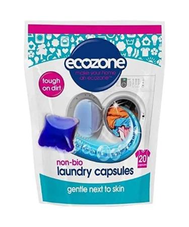 Ecozone Non Bio Laundry Capsules Highly Concentrated Washing Detergent Pods Effective Cleaning for Clothing & Fabrics Gentle Natural Eco Friendly Vegan Formula (22 Tabs)