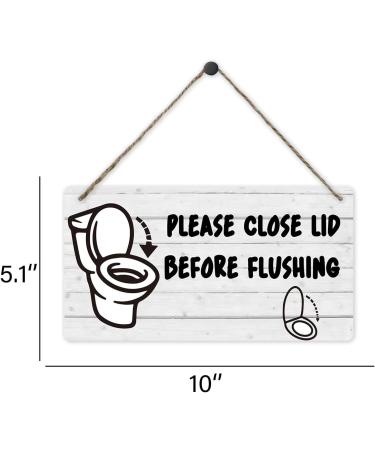 Wooden Bathroom Wall Art: Please Close Lid Before Flushing Sign - Buy Online on GoSupps.com
