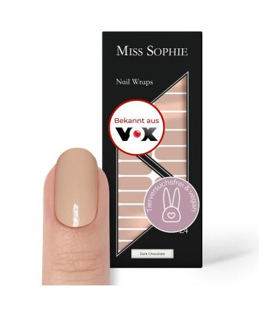 Original Miss Sophie Nail Foils Soft Touch I 24 Ultra-D nne Nail polish stripes single-colored Dark Chocolate I for finger & toenails I sticks to natural and painted acrylic gel & shellac nails
