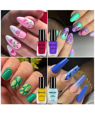 MAXCICI 12 Colors Nail Art Stamping Polish Set - 8ML Air Dry Nail Color for Nail Printing Plates - Buy Online on GoSupps.com
