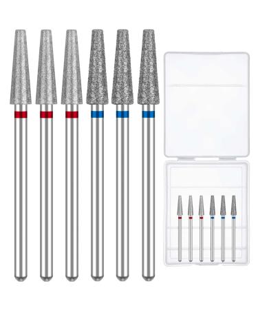 Difenni Nail Drill Bits Cuticle Nail Drill Bit Tapered Shape Cuticle Drill Bits with Storage Case 3/32 Shank Efile Bits for Nail Prep and Manicure Pedicure Tools(Fine&Medium)
