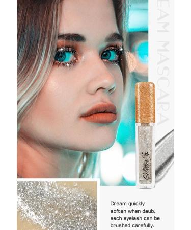 Glitter Mascara Diamond Sparkling Colorful Mascara anti-smudge sparkling colorful eye makeup tool suitable for wedding stage music festival (Silver white) - Buy Online on GoSupps.com