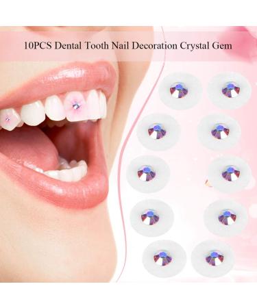 10pcs Clear Dental Tooth Decor - High Quality Colorful Crystal Gemstone Ornaments in Box - Buy Online on GoSupps.com