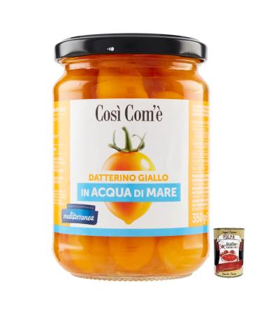 Italian Gourmet E.R. Cos Com' Datterino Giallo tomate jaune Datterino dans l'eau de mer tomates italiennes pot de 350 g + bo te italienne Gourmet Polpa di Pomodoro 400 g