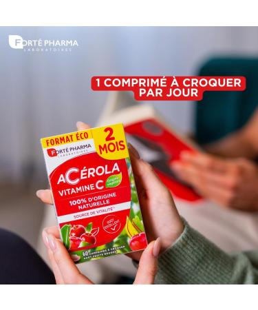 Fort Pharma - Acerola | Natural Vitamin C Chewable - Vitality Food Supplement | 60 Chewable Tablets - Delicious Red Fruit Fl - Buy Online on GoSupps.com