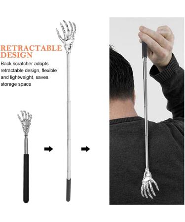 Telescopic Back Scratchers - 2 Pack Stainless Steel for Ultimate Back & Head Massage | Silver & Black (6.3-22.44 Inch) - Buy Online on GoSupps.com