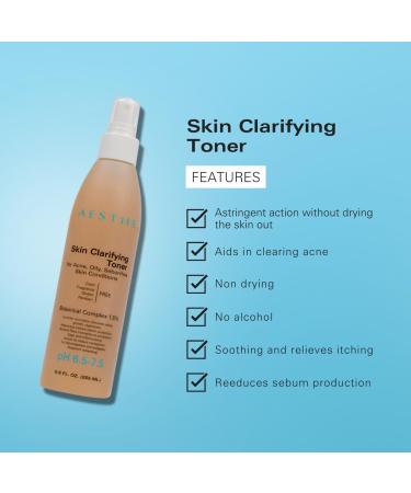 Aesthe Skin Clarifying Toner for Oily & Combination Skin | Vegan pH Balancing Facial Toner with Botanical Extracts - Watercress Sage Lemon & More - 8.6 fl oz - Buy Online on GoSupps.com
