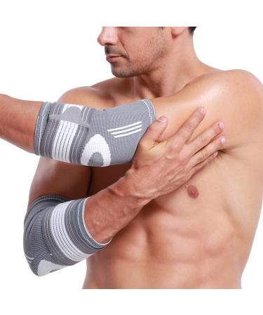 Neotech Care Elbow Brace Support Sleeve - Adjustable Compression Strap - Gray - Size M 1 Pair - Buy Online on GoSupps.com