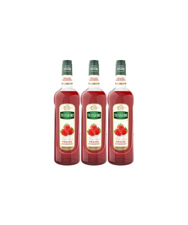 Mathieu Teisseire Strawberry Syrups for Drinks, Smoothies, Milkshakes, Desserts, Carbonated Drinks, Cocktails with or without Alcohol, 3 x 1L Bottles