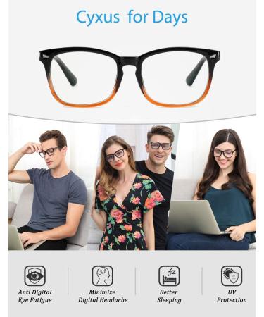 Cyxus Blue Light Filter Glasses - Anti-Blue Light Protection for Laptops Smartphones & Tablets | 8082 Black & Orange | Stylish & Comfortable - Buy Online on GoSupps.com