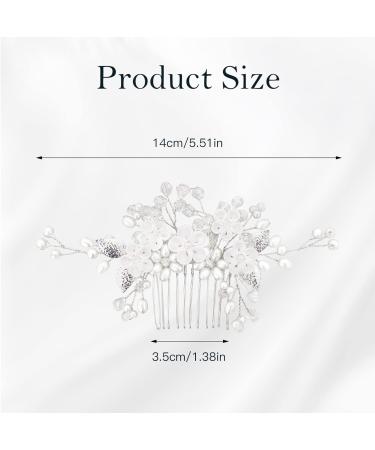 Makone Pearl and Crystal Bridal Wedding Hair Combs Set - Elegant Accessory for Women and Girls | Silver Flower Bride Comb - Buy Online on GoSupps.com