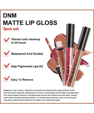 3Pcs Matte Red Brown Nude Liquid Lipstick Set - Long Lasting & Waterproof Lip Gloss Gift Set for Women (Set09) - Buy Online on GoSupps.com