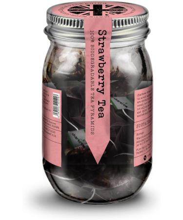 Charbrew Strawberry Tea Teabags - Biodegradable Tea Bags in Reusable Glass Mason Jar 40g/1.41oz - 16 Premium Fine Mesh Teabag Infusers Premium Tea from Sri Lanka - Buy Online on GoSupps.com
