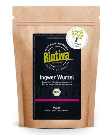 Ginger powder Bio 100g - Ginger - Ginger root ground - e.g. for ginger tea and ginger water - bottled and controlled in Germany - Biotiva