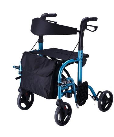 Walking Frame Folding Pulley with Seat Splash-Proof Reinforcement Base Design Lockable Brake Old Man Shopping Cart