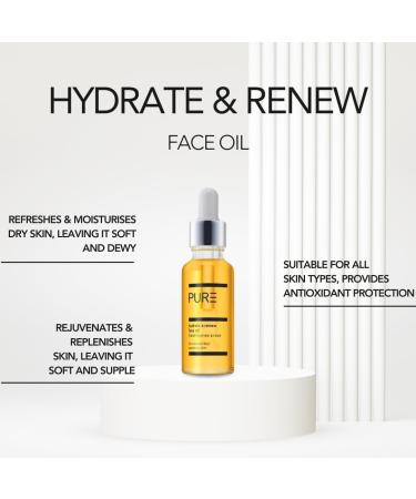 Hydrating Face Oil by PURE Spa Skincare containing Vitamin E Omega 6 & 9-100% Natural & Vegan Facial Oil Designed to Replenish Dry Skin - Treat Ageing Dull Tired Skin & Balance pH Levels - 30ml - Buy Online on GoSupps.com