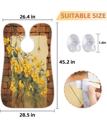 Wall Yellow Flowers Beard Bib Apron | Beard Hair Catcher for Men | Perfect Father's Day & Christmas Gift with Suction Cups - Buy Online on GoSupps.com