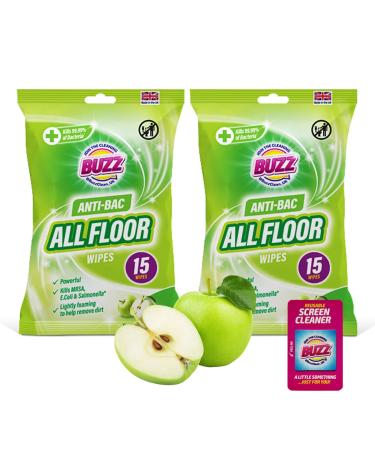 30pk Buzz All Floor Wipes Apple | Ultra Strong Wood Floor Large Cleaning Wipes Cleaning Wipes for Wood Floor Dust Magnet Quick Drying & Suitable for All Floors - Laminate & Wooden Floor Wipes - Buy Online on GoSupps.com