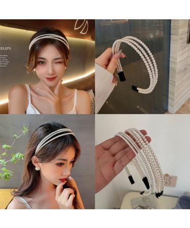 KIMUWHI 3 Rows White Pearl Headband - Bridal Hair Accessory for Women & Girls - Buy Online on GoSupps.com
