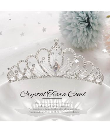 Kilshye Blue Tiara Combs Princess Crystal Wedding Crown - A-silver - Buy Online on GoSupps.com