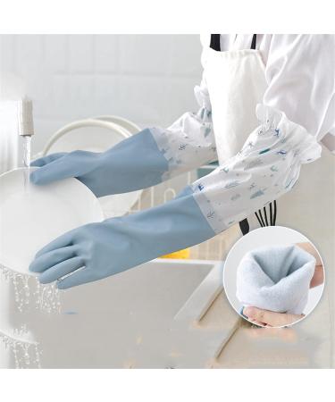 FINPAN Dishwashing Gloves Warm Plush Rubber Waterproof Kitchen Dishes Household Gloves Dishwashing Gloves Large Green - Buy Online on GoSupps.com