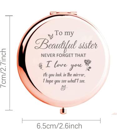 AYACON My Beautiful Sister Rose Gold Compact Mirror - Perfect Birthday Gift for Sister, Classmate, or Friend - Ideal for Valentines Day, Graduation, Thanksgiving - Unique and Funny - Buy Online on GoSupps.com