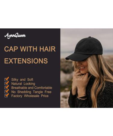 AynnQueen Women's Baseball Cap with 24 Long Wavy Hair Extensions - Ash Blonde Mix Bleach Blonde - Buy Online on GoSupps.com