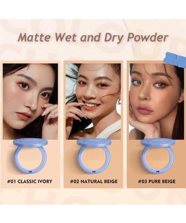 Matte Wet and Dry Powder Oil Control Face Pressed Powder Lasting Waterproof Makeup Matte Smooth Setting Powder Makeup Waterproof Long Lasting Finishing Powder (02#-Natural beige) - Buy Online on GoSupps.com